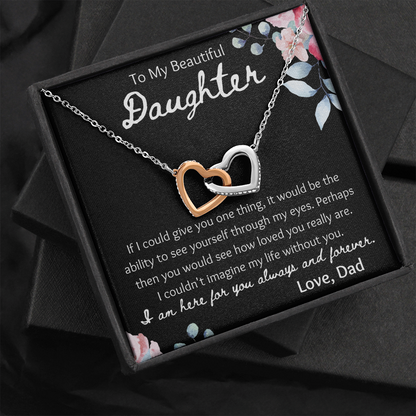 To My Beautiful Daughter Interlocking Hearts Necklace