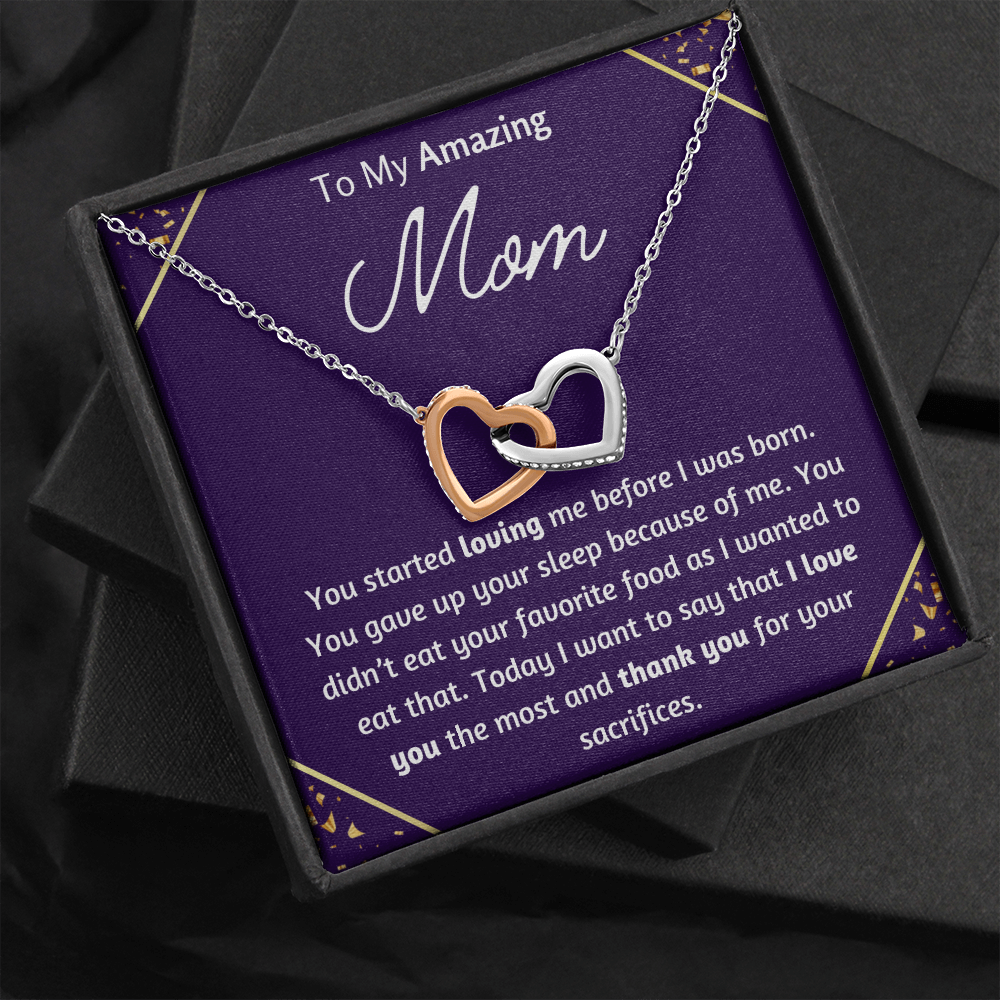 To My Amazing Mom Interlocking Hearts Necklace