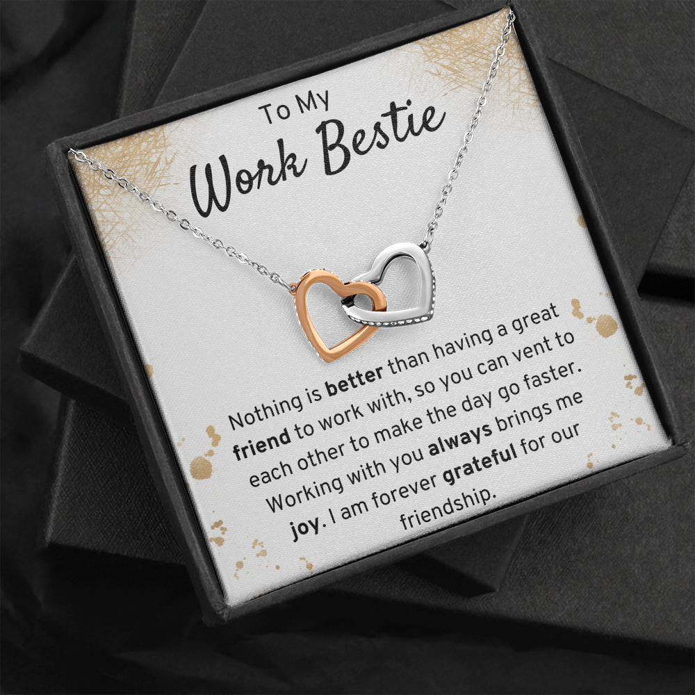 To My Work Bestie Interlocking Hearts Necklace