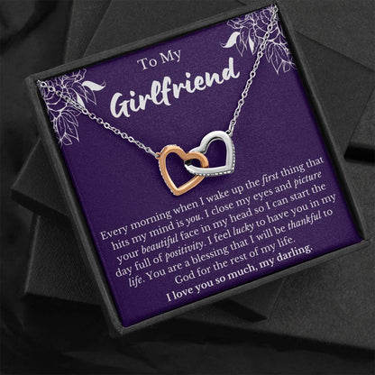 To My Girlfriend Interlocking Hearts Necklace