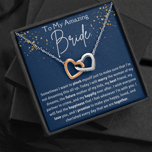 To My Amazing Bride Interlocking Hearts Necklace