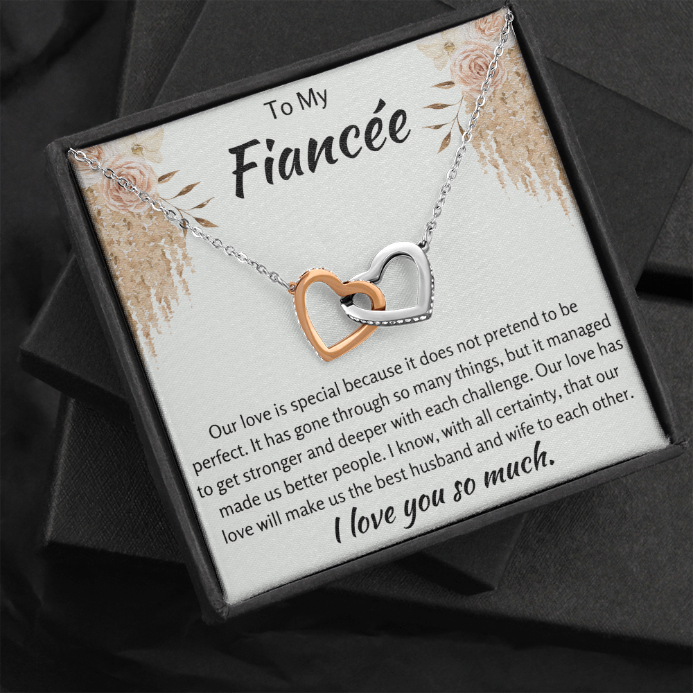 To My Fiancee Interlocking Hearts Necklace
