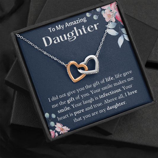 To My Amazing Daughter Interlocking Hearts Necklace