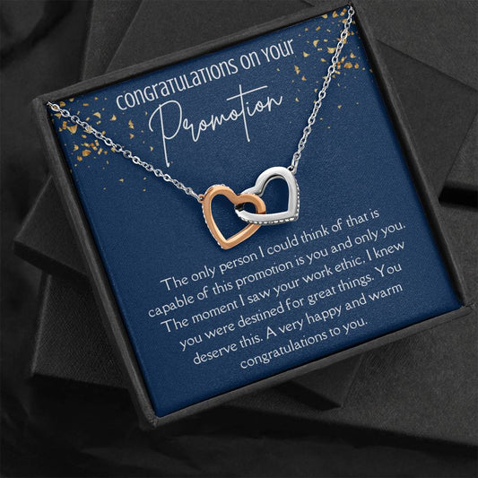 Congratulations On Your Promotion Interlocking Hearts Necklace