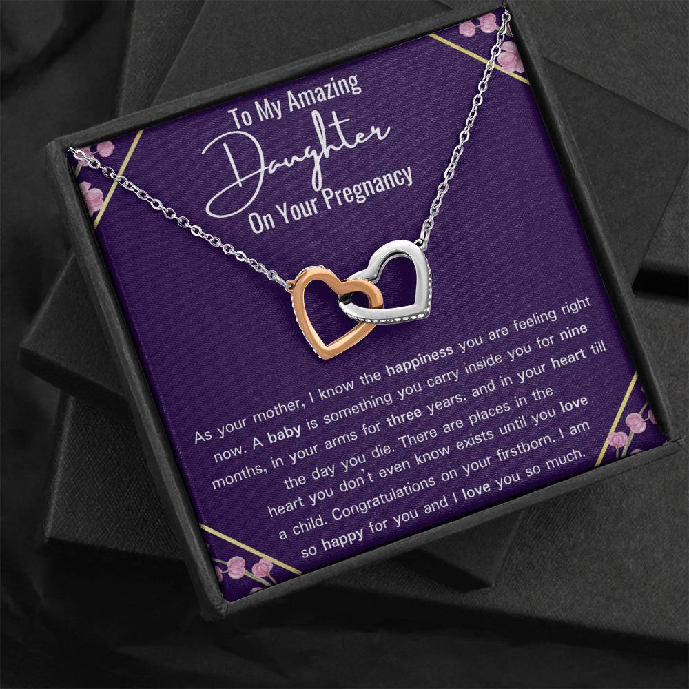 To My Amazing Daughter On Your Pregnancy Interlocking Hearts Necklace