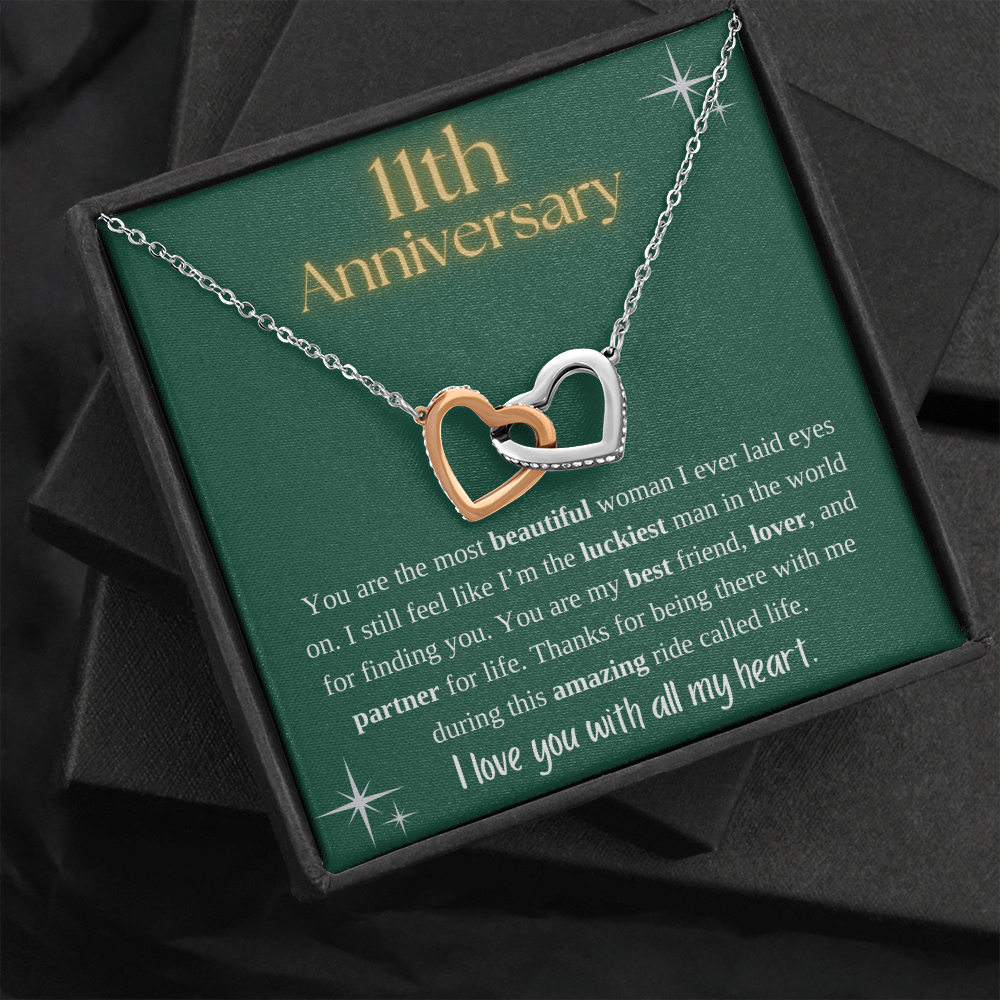 11th Anniversary Interlocking Hearts Necklace