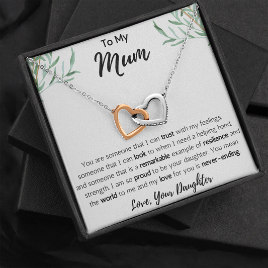 To My Mum from Daughter Interlocking Hearts Necklace