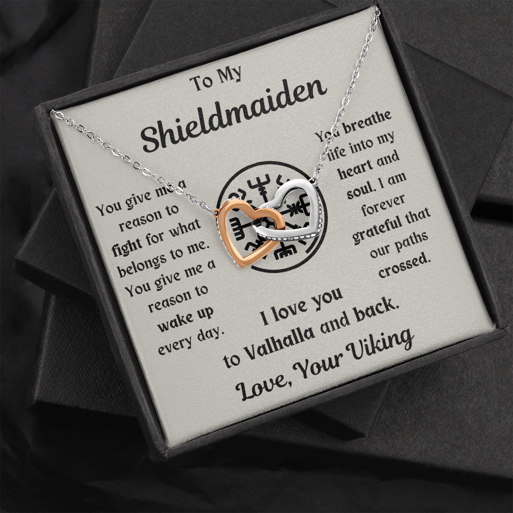 To My Shieldmaiden Interlocking Hearts Necklace