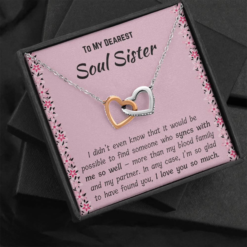 To My Dearest Soul Sister Interlocking Hearts Necklace