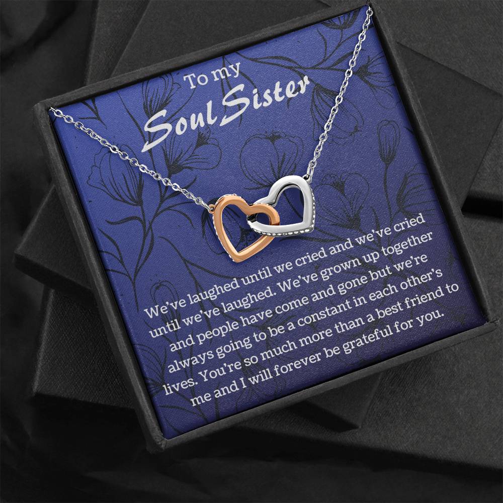 To My Soul Sister Interlocking Hearts Necklace