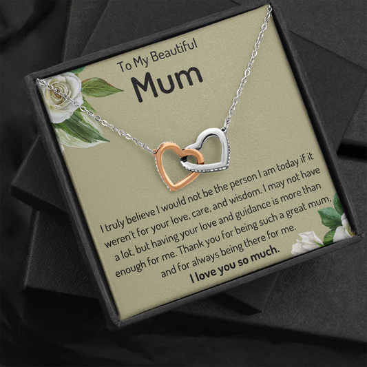 To My Beautiful Mum Interlocking Hearts Necklace