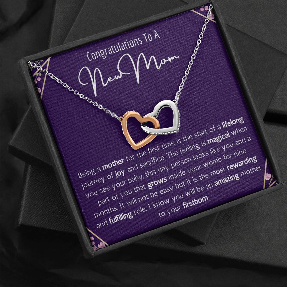 Congratulations To A New Mom Interlocking Hearts Necklace