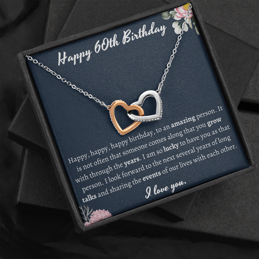 Happy 60th Birthday Interlocking Hearts Necklace