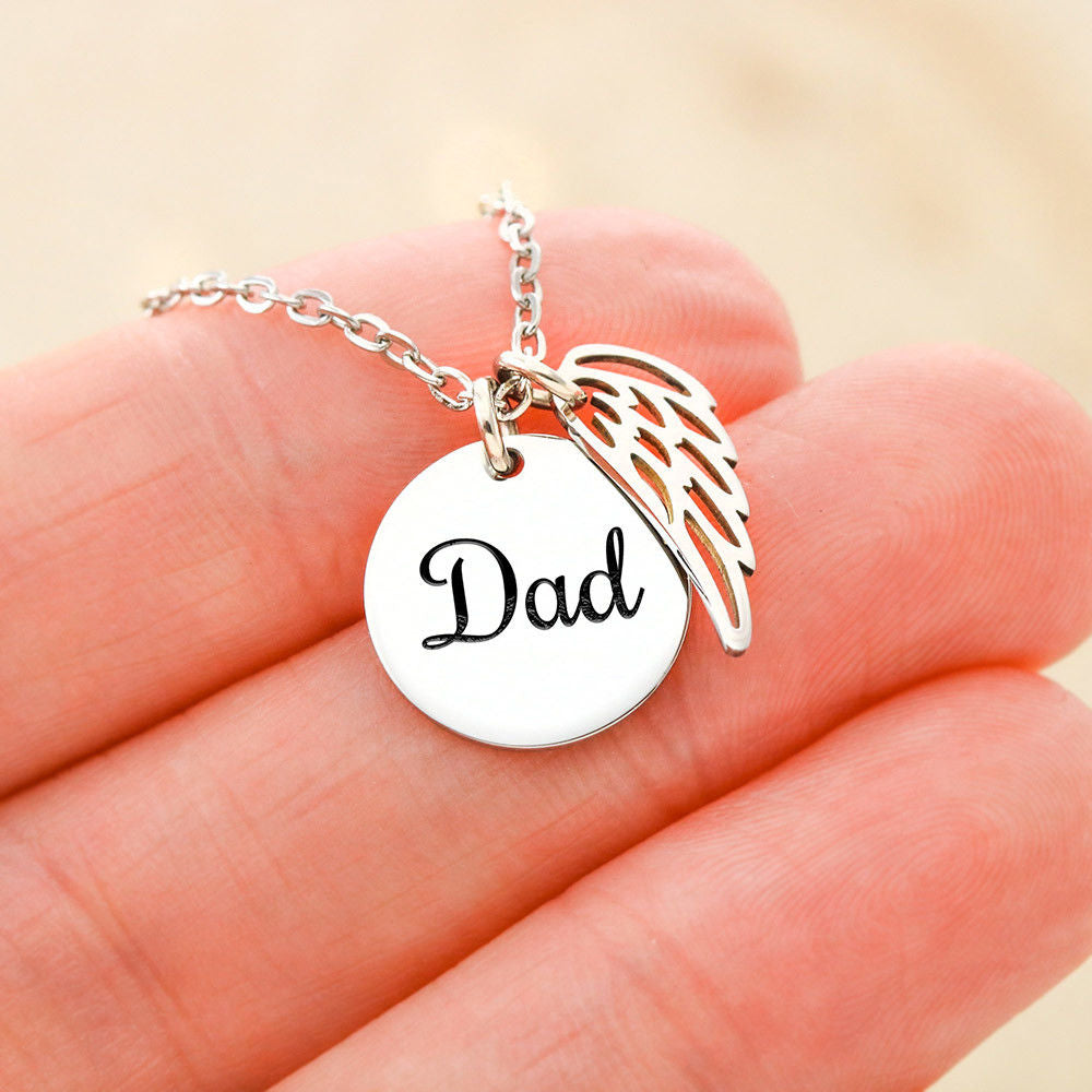 Dad Remembrance Necklace - The Rustle Of Angel Wings