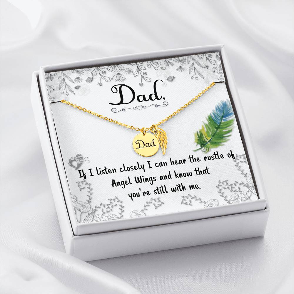 Dad Remembrance Necklace - The Rustle Of Angel Wings