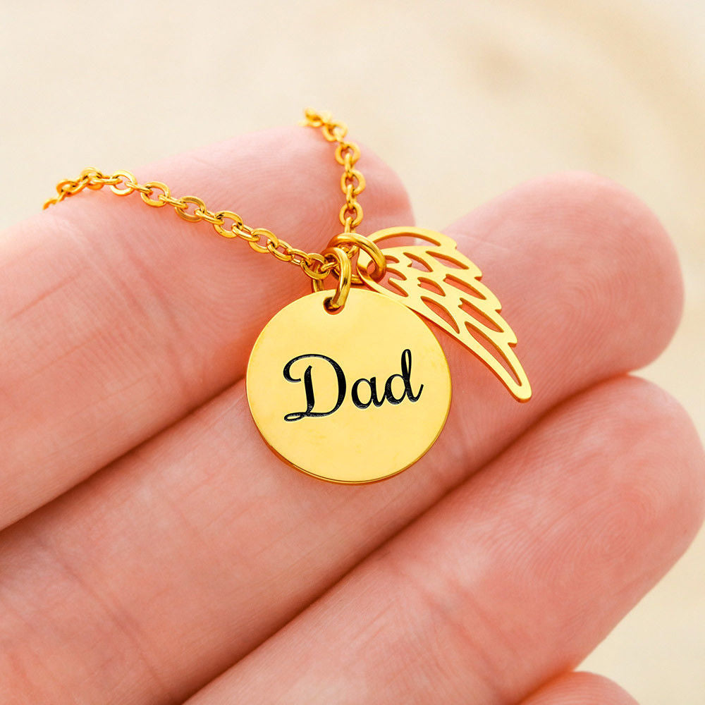 Dad Remembrance Necklace - The Rustle Of Angel Wings