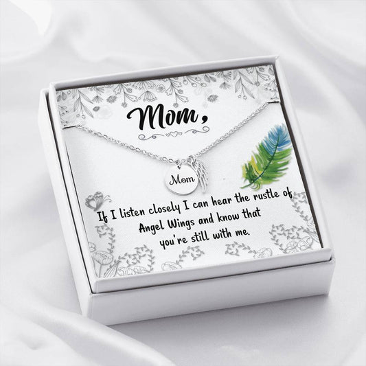 Mom Remembrance Necklace - The Rustle Of Angel Wings