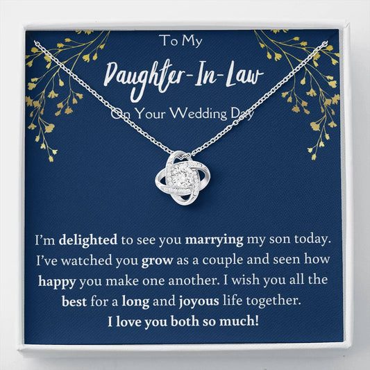 To My Daughter In Law On Your Wedding Day Love Knot Necklace