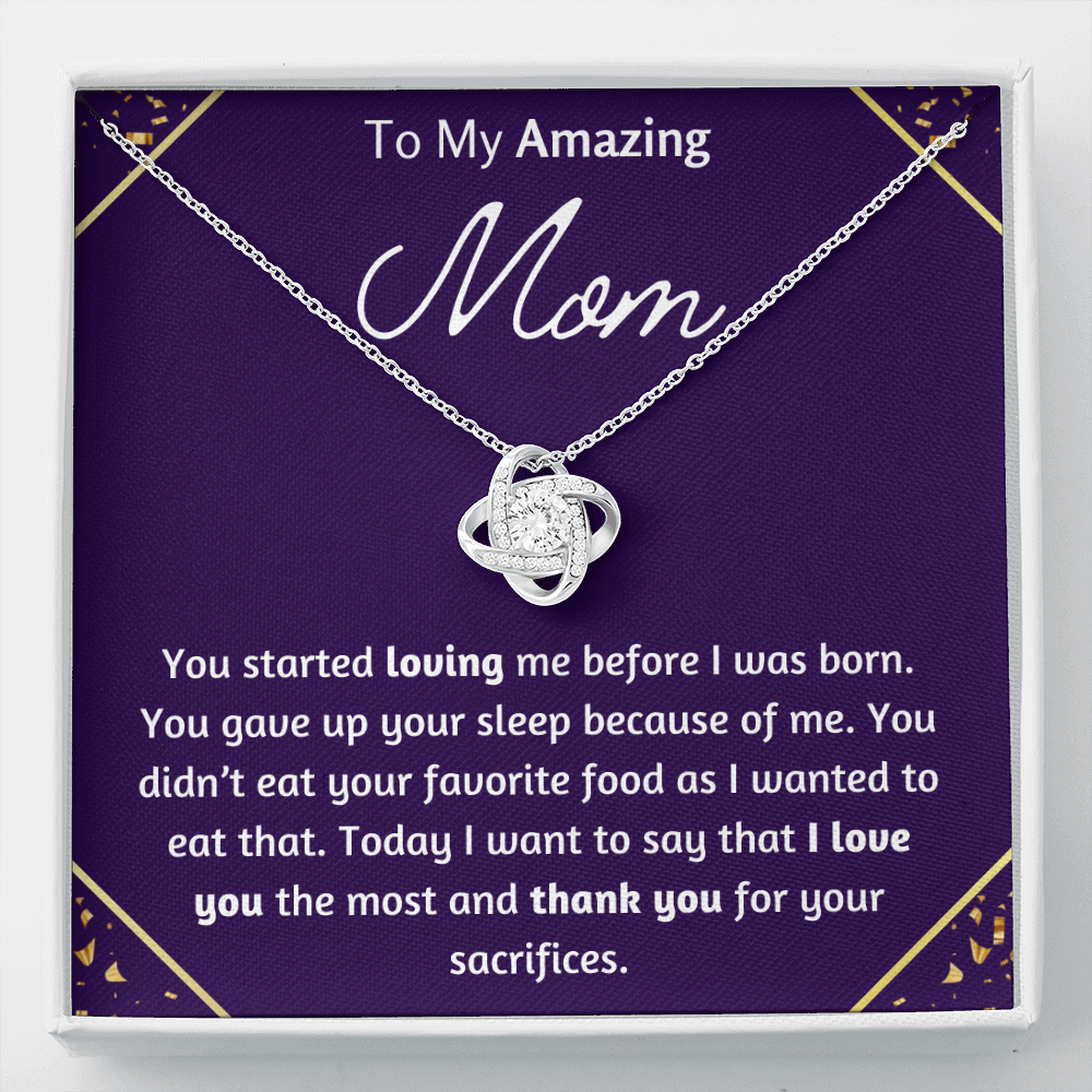 To My Amazing Mom Love Knot Necklace