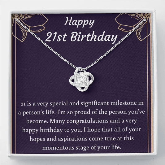 Happy 21st Birthday Love Knot Necklace