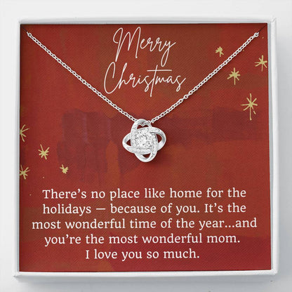 Merry Christmas Love Knot Necklace for Mom