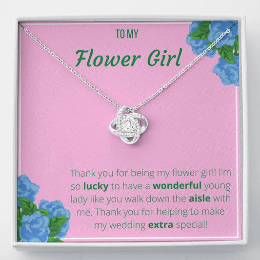 To My Flower Girl Love Knot Necklace