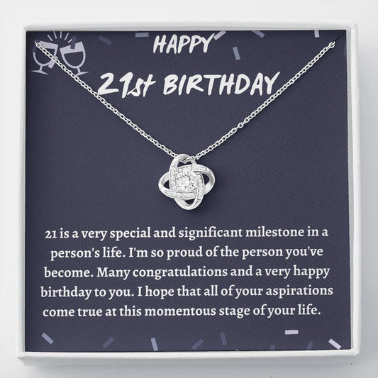 21st Birthday Love Knot Necklace for Her