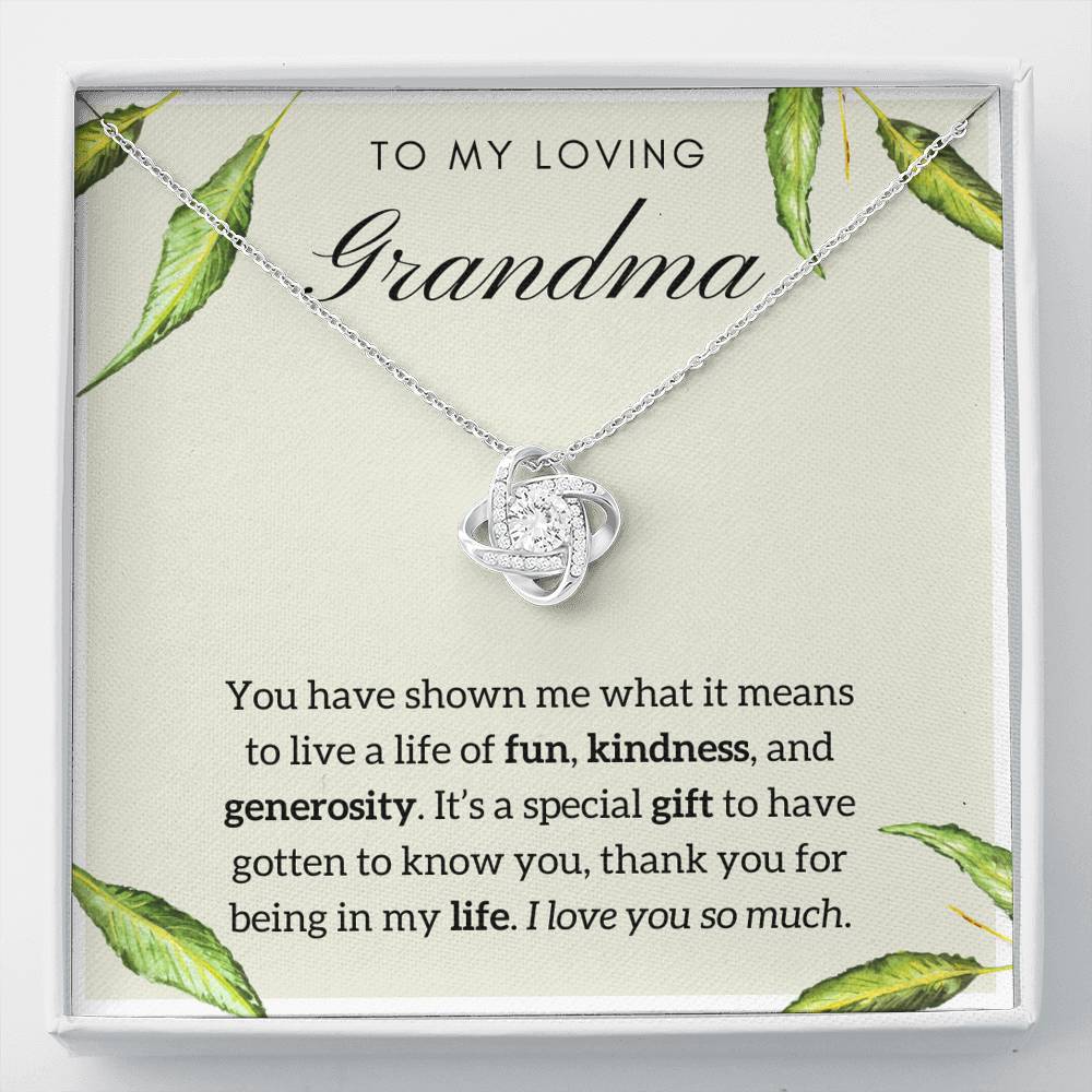 To My Loving Grandma Love Knot Necklace