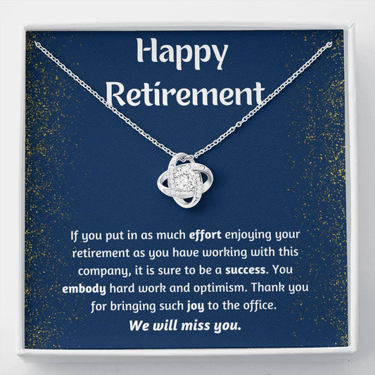 Happy Retirement Love Knot Necklace