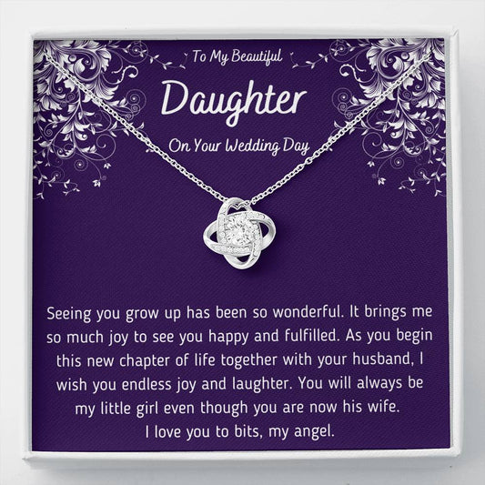 To My Beautiful Daughter on Your Wedding Day Love Knot Necklace