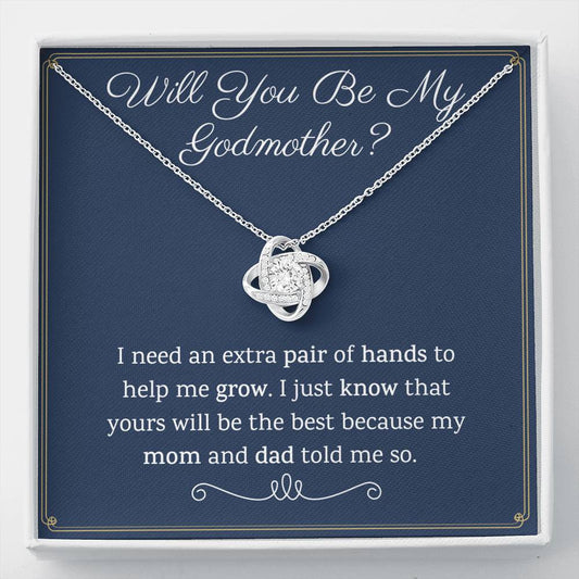 Will You Be My Godmother Love Knot Necklace