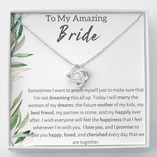 To My Amazing Bride From Groom Love Knot Necklace