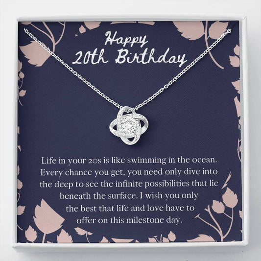 Happy 20th Birthday Love Knot Necklace