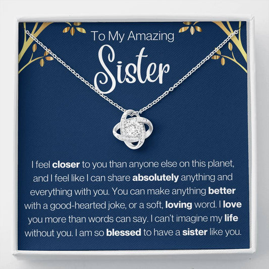 To My Amazing Sister Love Knot Necklace