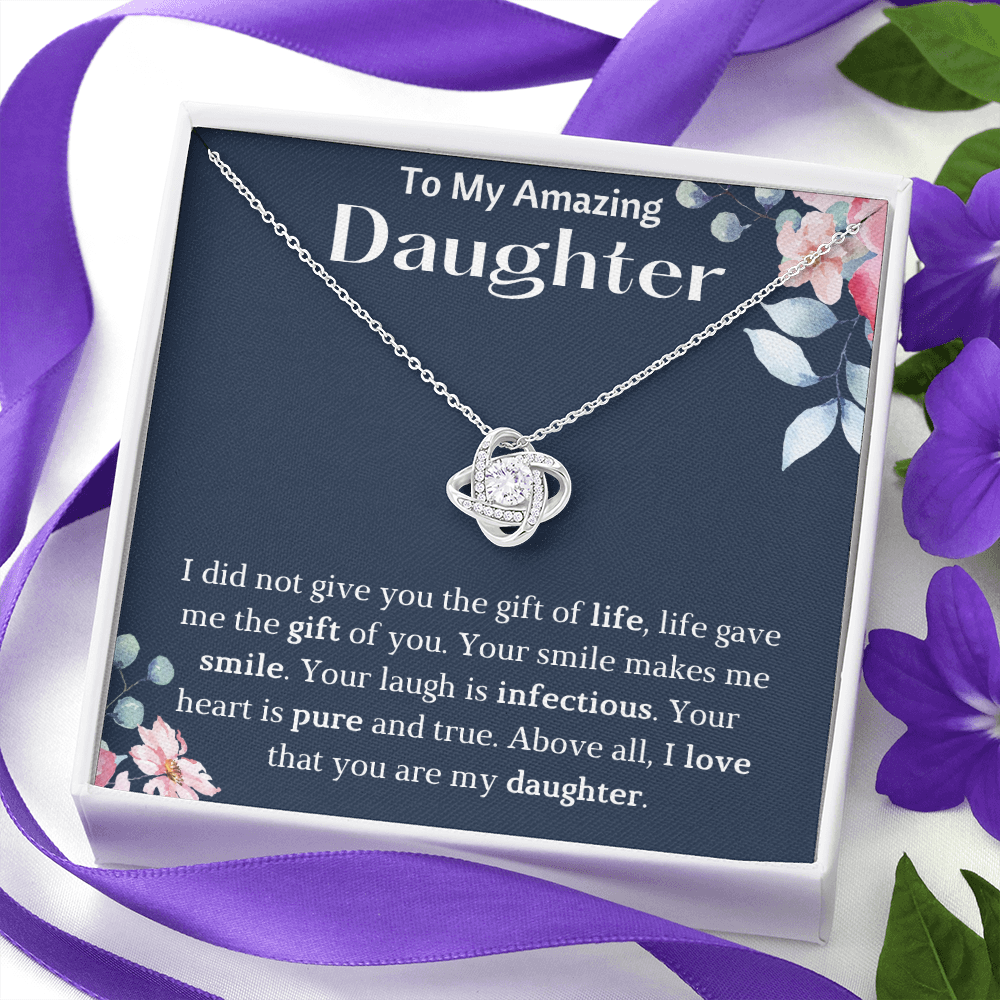 To My Amazing Daughter Love Knot Necklace