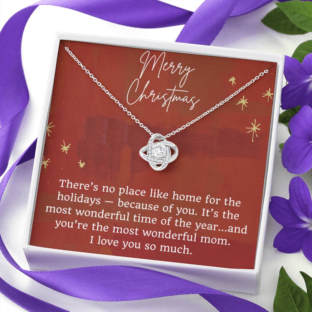 Merry Christmas Love Knot Necklace for Mom