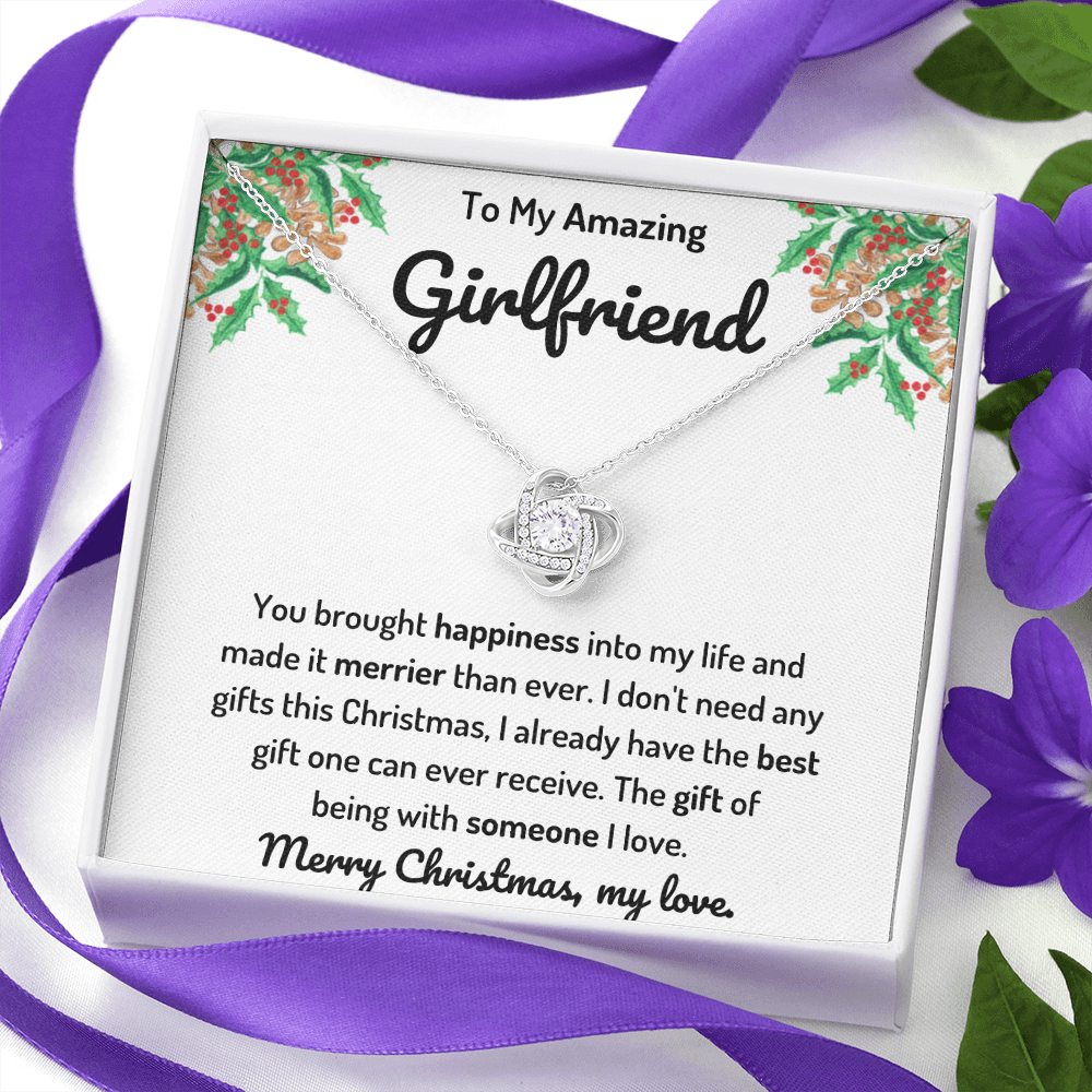 To My Girlfriend Love Knot Merry Christmas Necklace