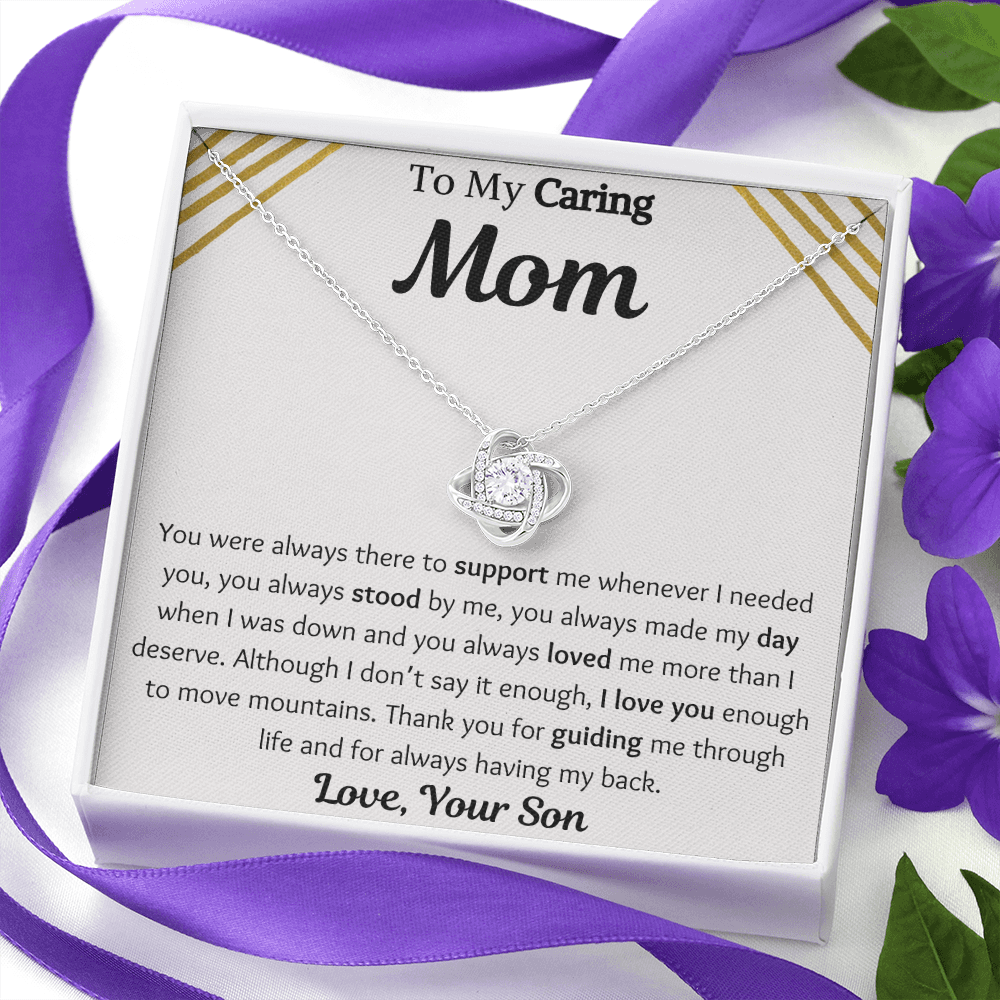 To My Caring Mom From Son Love Knot Necklace