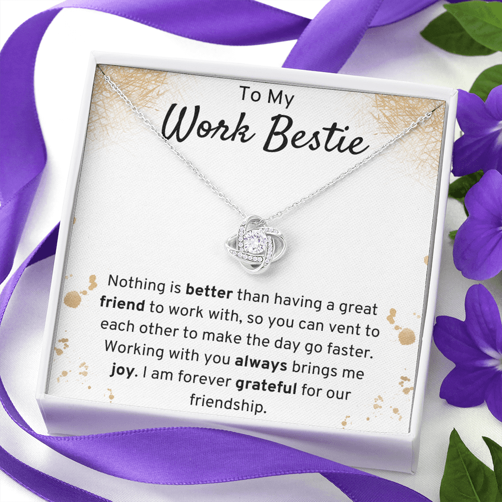 To My Work Bestie Love Knot Necklace