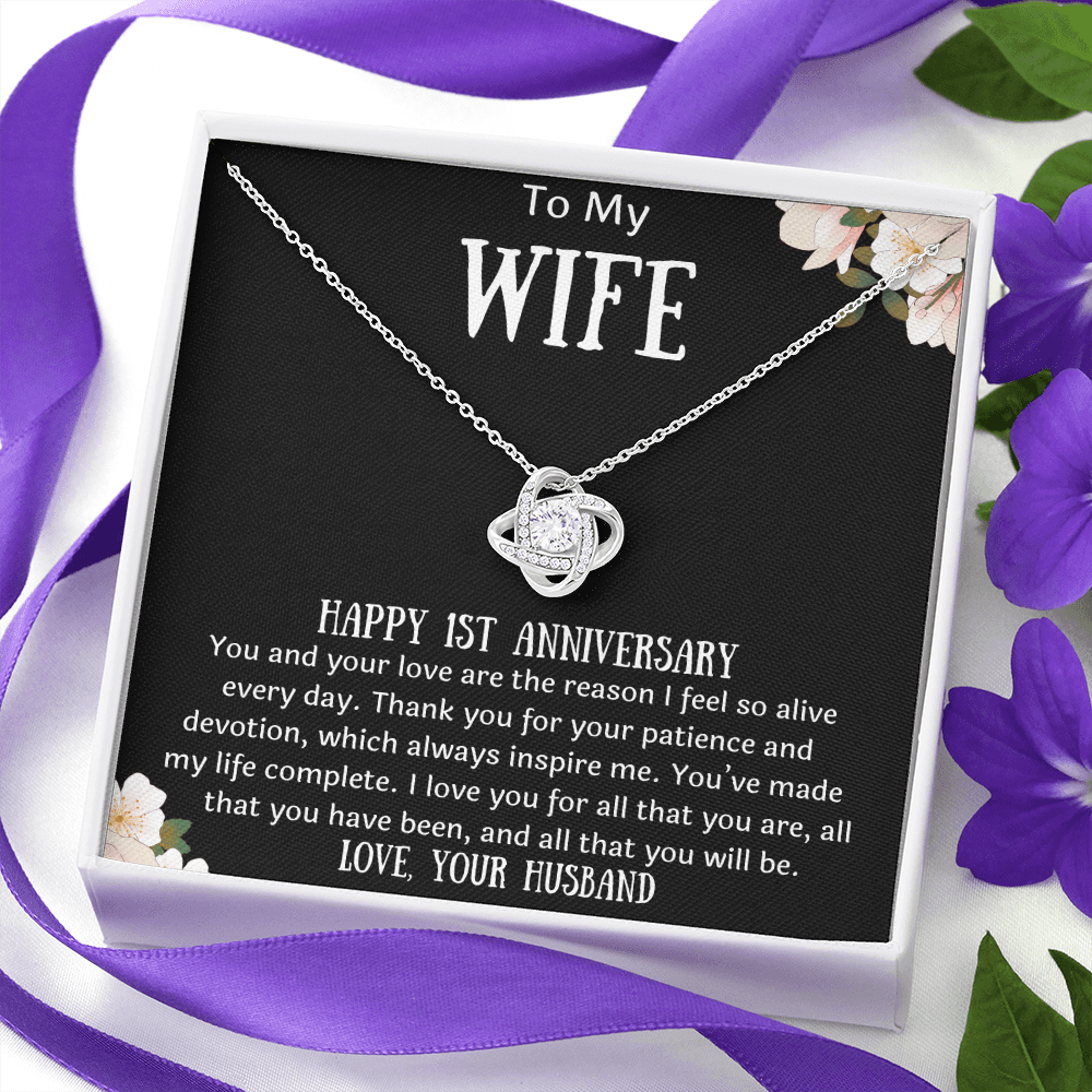 To My Wife 1st Anniversary Love Knot Necklace