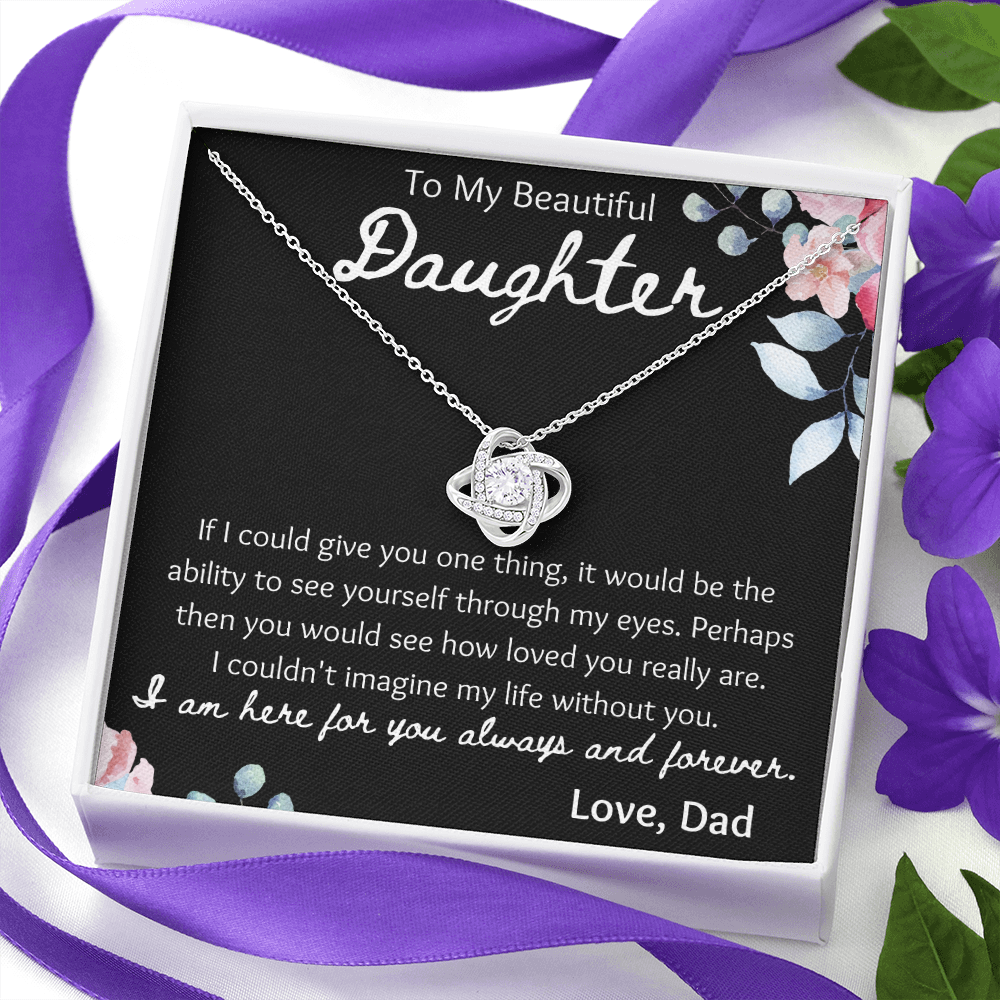 To My Beautiful Daughter Love Knot Necklace