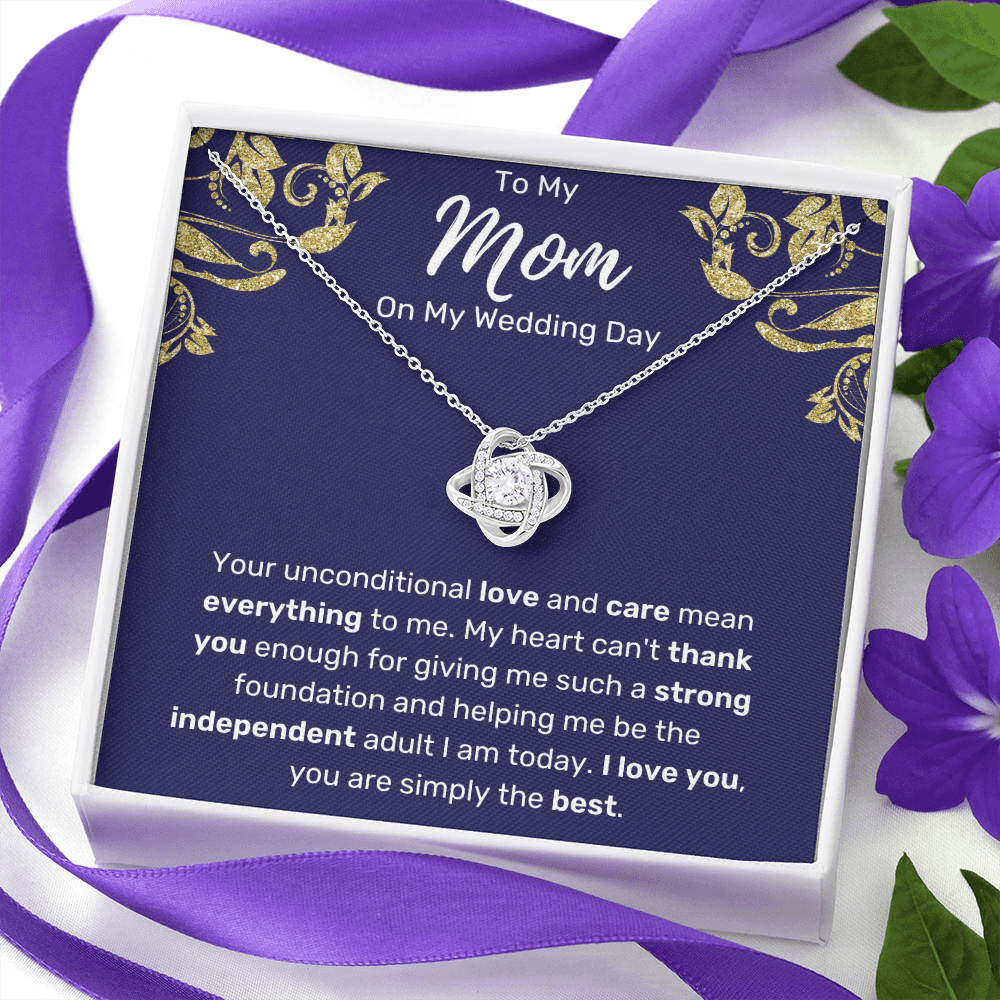 To My Mom On My Wedding Day Love Knot Necklace