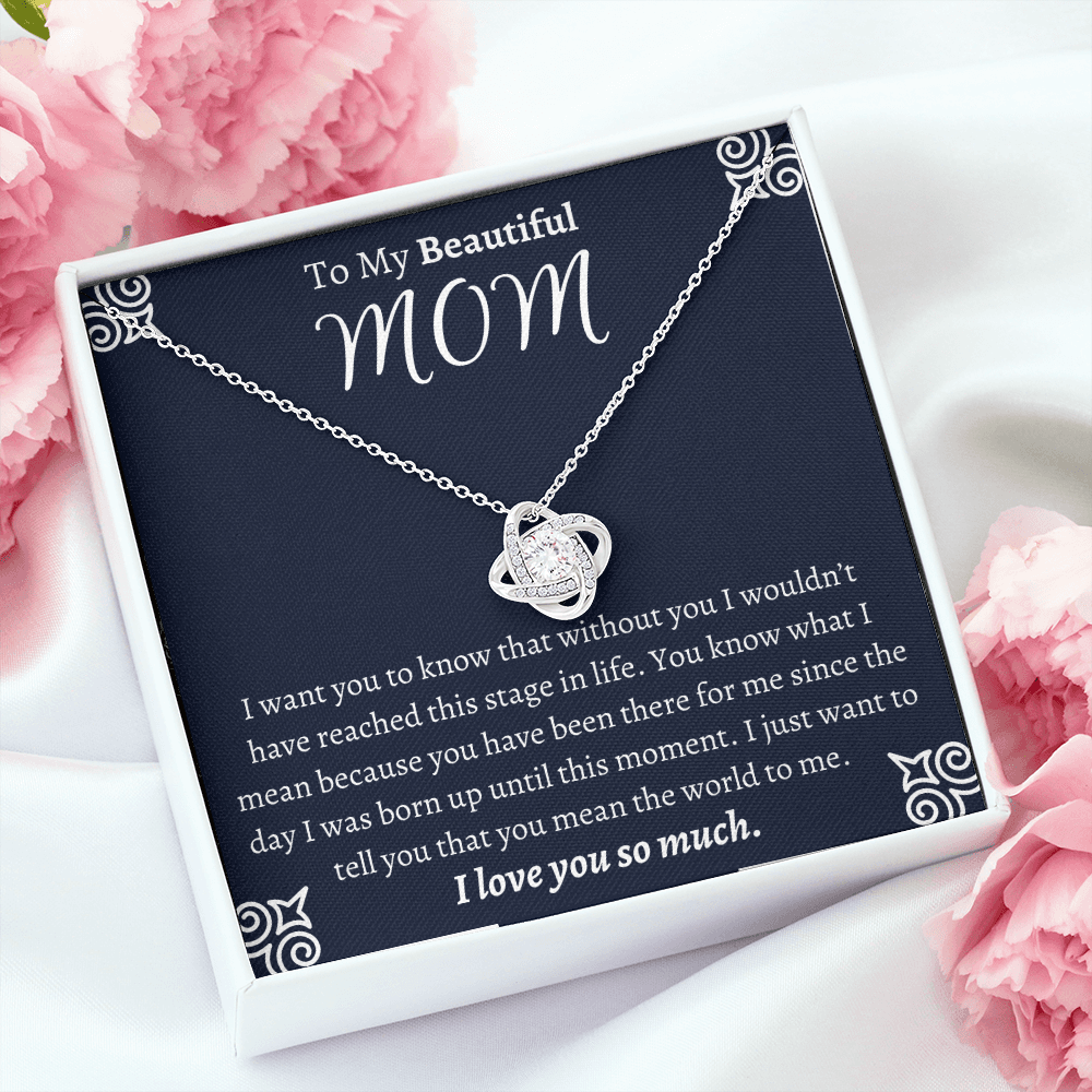 To My Beautiful Mom Love Knot Necklace