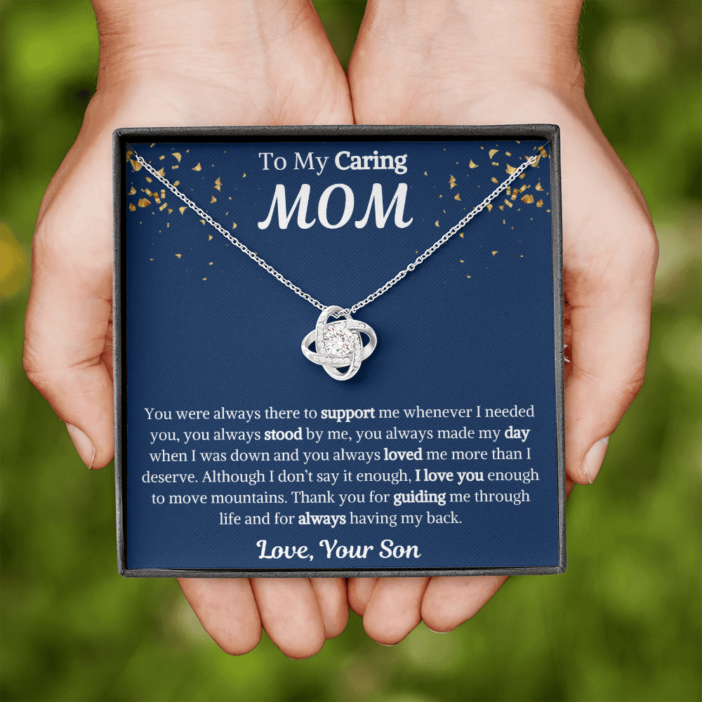 To My Caring Mom Love Knot Necklace from Son