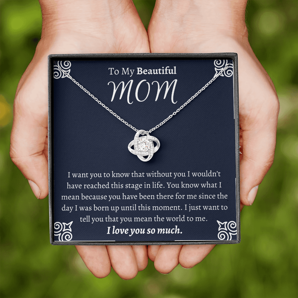 To My Beautiful Mom Love Knot Necklace