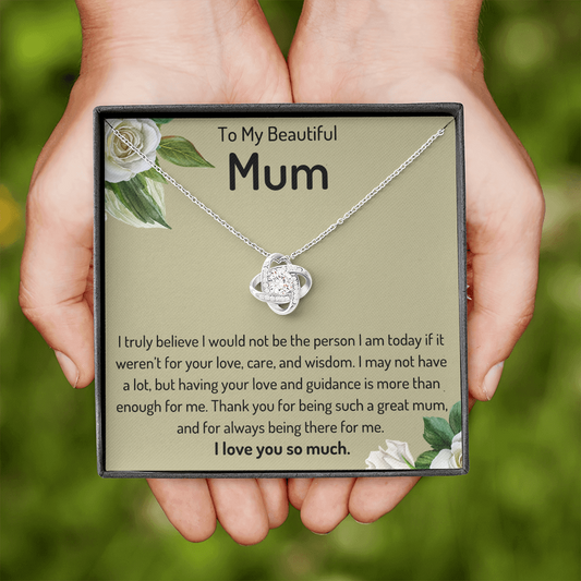 To My Beautiful Mum Love Knot Necklace