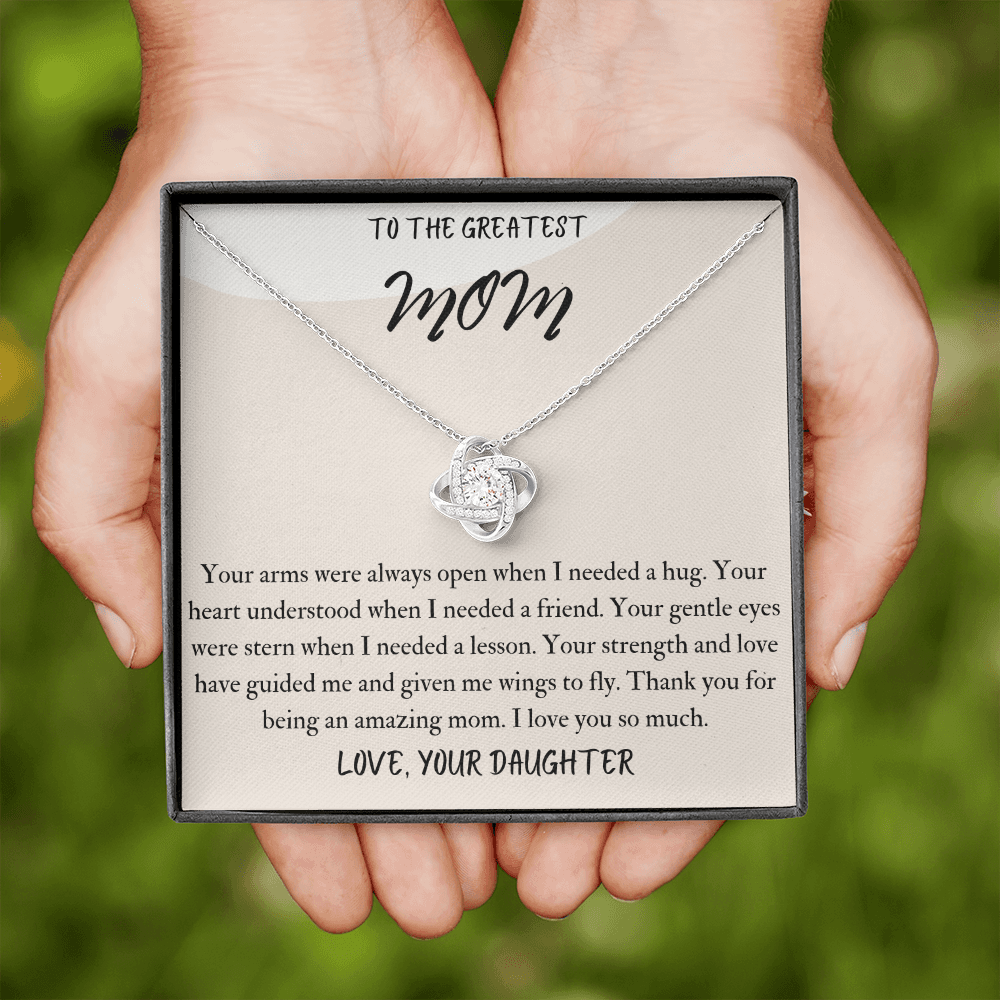 To The Greatest Mom Necklace Gift for Mom from Daughter, Love Knot Necklace Mother's Day Gift for Mom from Daughter, Birthday Gift for Mom from Daughter