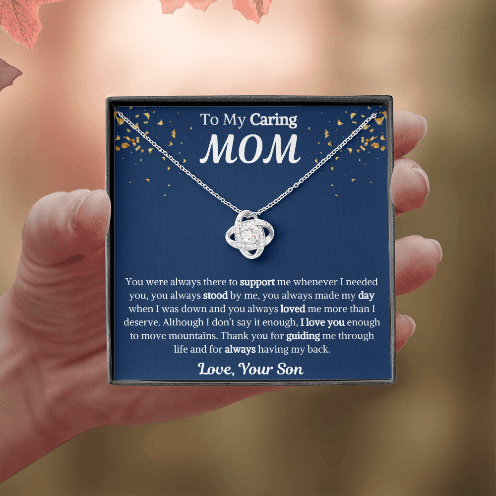 To My Caring Mom Love Knot Necklace from Son