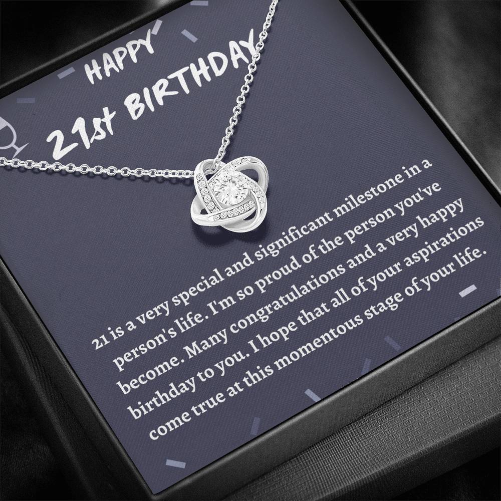 21st Birthday Love Knot Necklace for Her