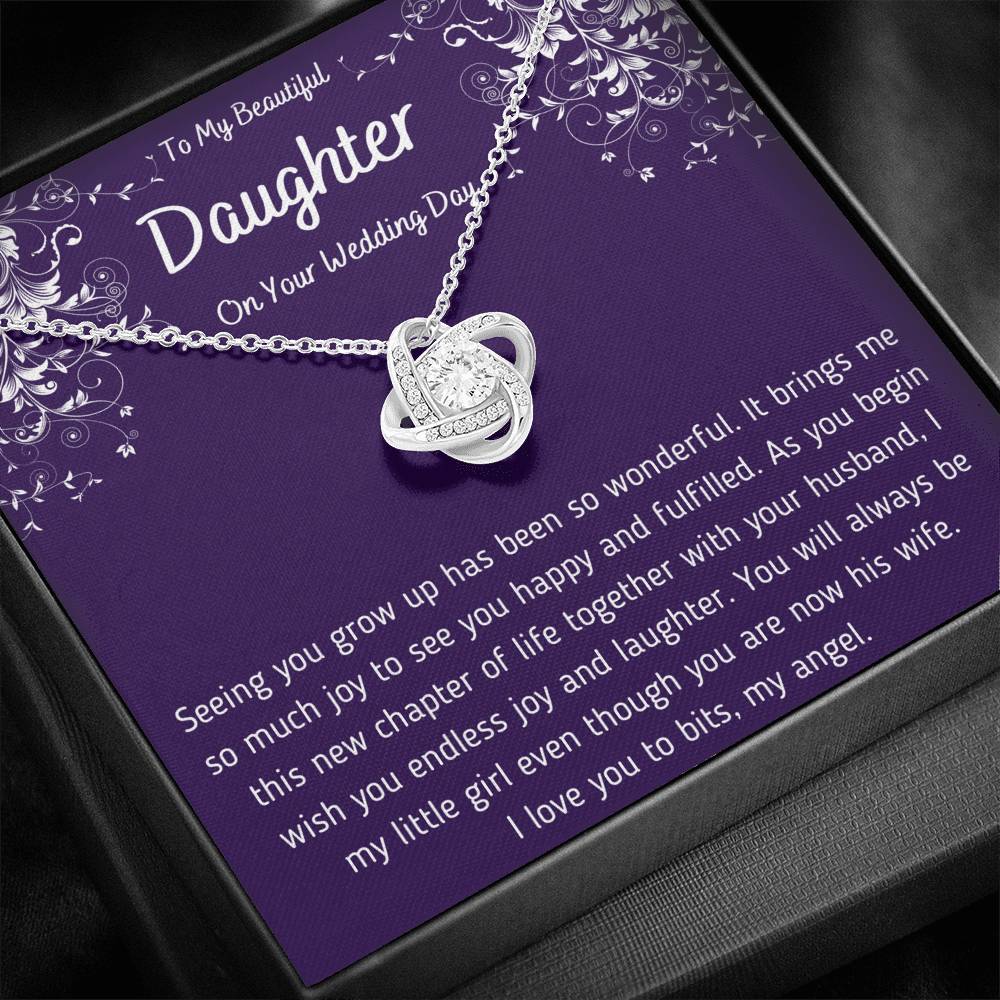 To My Beautiful Daughter on Your Wedding Day Love Knot Necklace